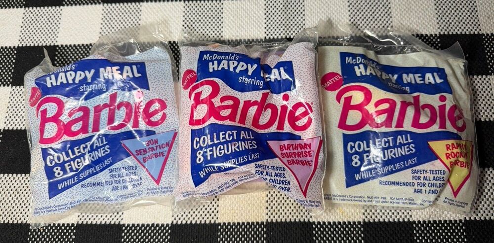 Vintage Barbie McDonalds Happy Meal‎ Toy Birthday Cake Topper Figurines 1991